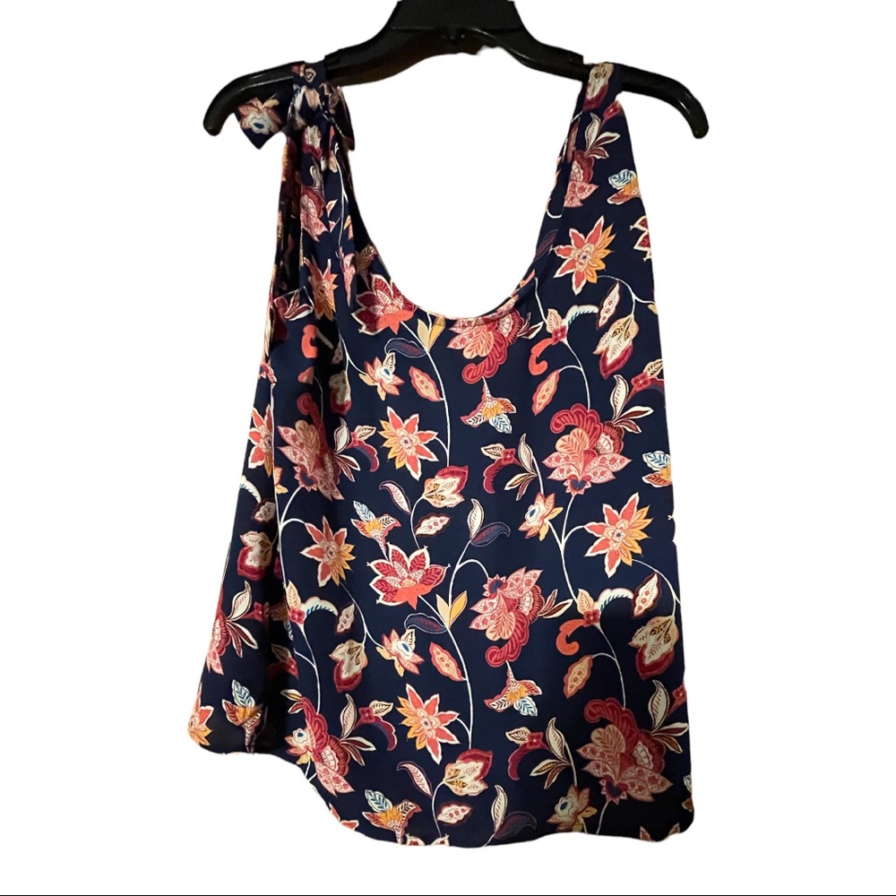 Loft Floral Tank with Tie Shoulder straps
